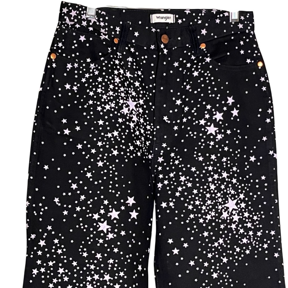 Wrangler x Free People Wanderer High Rise Flare Jeans Star Struck Black — 27/34 - Picture 10 of 15